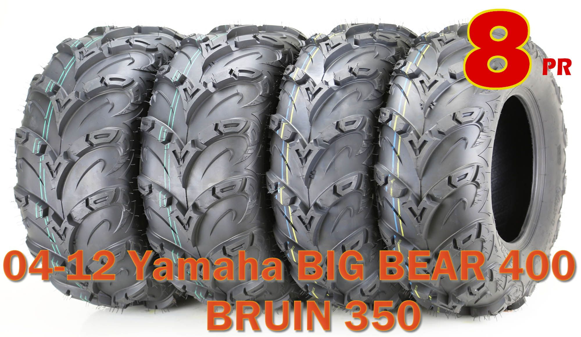 Full Set 0412 Yamaha BIG BEAR 400 BRUIN 350 Tires 25X8X12 25X10X12 8PR