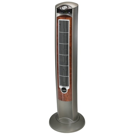 Lasko 42" Wind Curve Tower Fan with Ionizer and Remote, 2554, Gray/Woodgrain