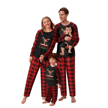 

Christmas Pajamas Pants Set Toddler Pajamas Girls Boys Coat Pajama Set Size 4-5 To 10-12 Red and Black