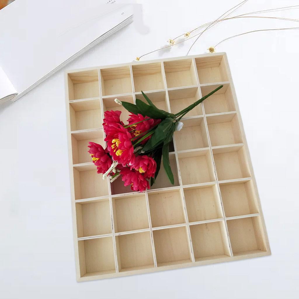 Segolike Sundries Storage Box Wooden 30 Grids Multi-Grid Organizer No Cover Lattice Display Case Retro for Desk Stationery Socks Jewelry - 30 grid
