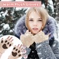 thumbnail image 2 of Guantes de garra de gato sin dedos NQ de felpa para invierno para mujeres y adolescentes, 2 of 5