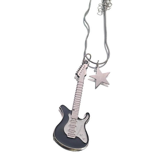 Necvior Sweet Cool Y2k Star Guitar Pendant Necklace Fashion Punk Hip Hop Necklace for Men Women Jewelry Accessories Gift