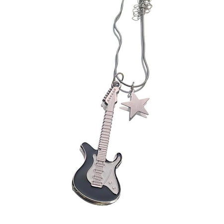 Necvior Sweet Cool Y2k Star Guitar Pendant Necklace Fashion Punk Hip Hop Necklace for Men Women Jewelry Accessories Gift