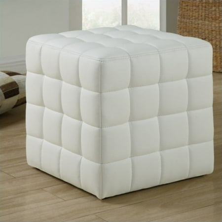 Monarch Ottoman White LeatherLook Fabric
