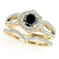 thumbnail image 1 of 1.50 Ct Halo Black Diamond Engagement Rings - Bridal Set - 14K Gold, 1 of 9