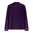 thumbnail image 4 of Mifsaly Velvet Blouses for Women 5 Buttons Pleated Velour Tops V-Neck Long Sleep Shirt Pullover Business Elegant T-Shirts Festival Party Fashion Top Purple XXL, 4 of 8
