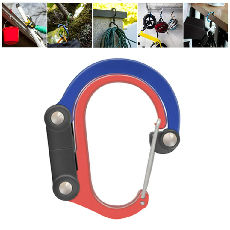 Carabiner Clip and Hook Bag, , Backpack Hanger Small Snap Hook Keyring Clip  Buckle Gear Clip for Travel Leash Hiking Accessories red and blue 