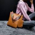 thumbnail image 4 of Bucket bag Women Leather Wide Strap Shoulder bag Handbag, 4 of 5