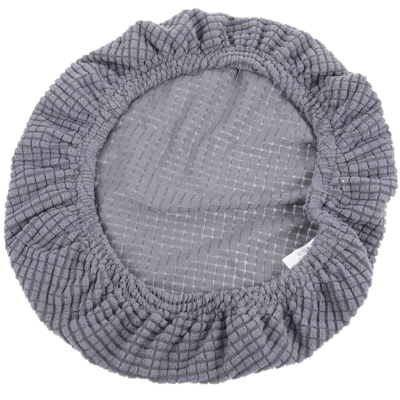 FONDOTIN Dark Grey Round Chair Seat Cover Slipcover, Polyester Fabric, Stylish and Protective for Home and Office Chairs