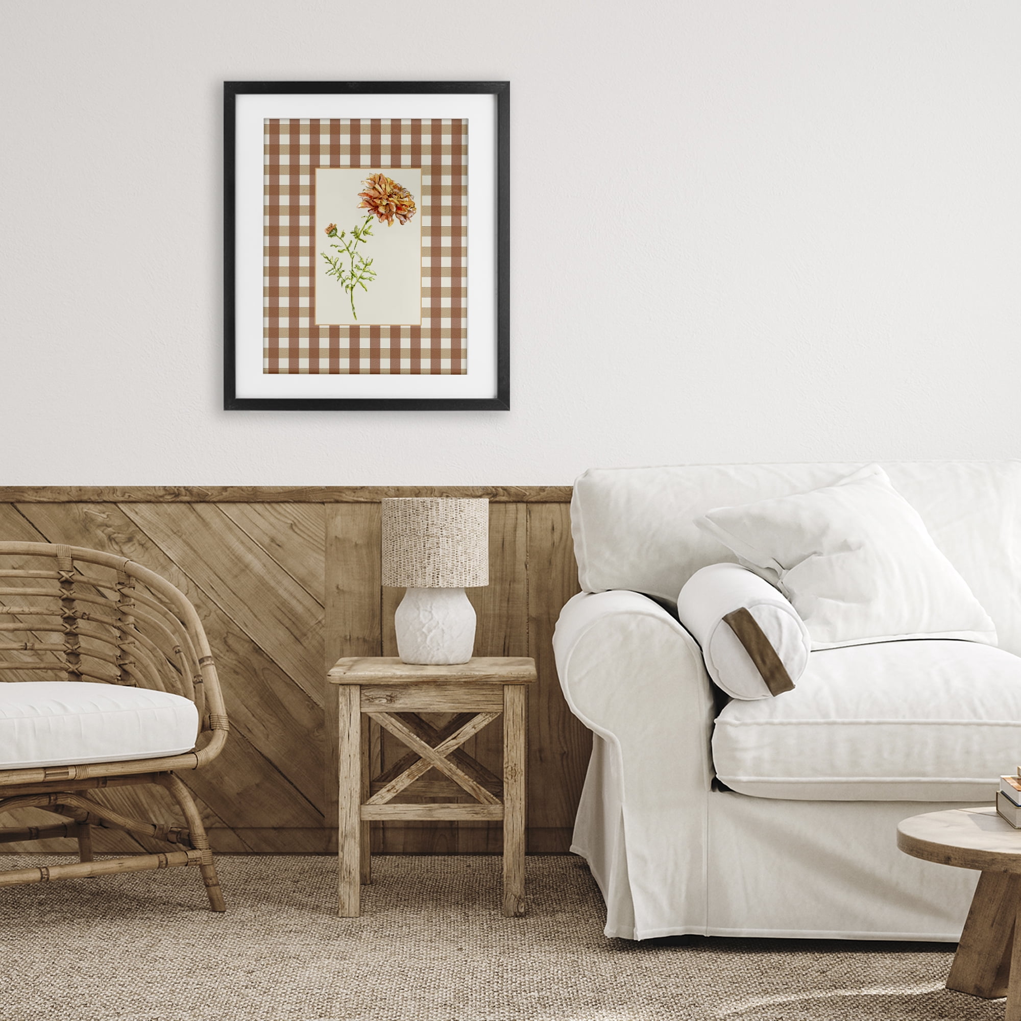 Stupell Industries Plaid Marigold Flower Black Framed Print Under Glass, design by Lisa Wehmeyer