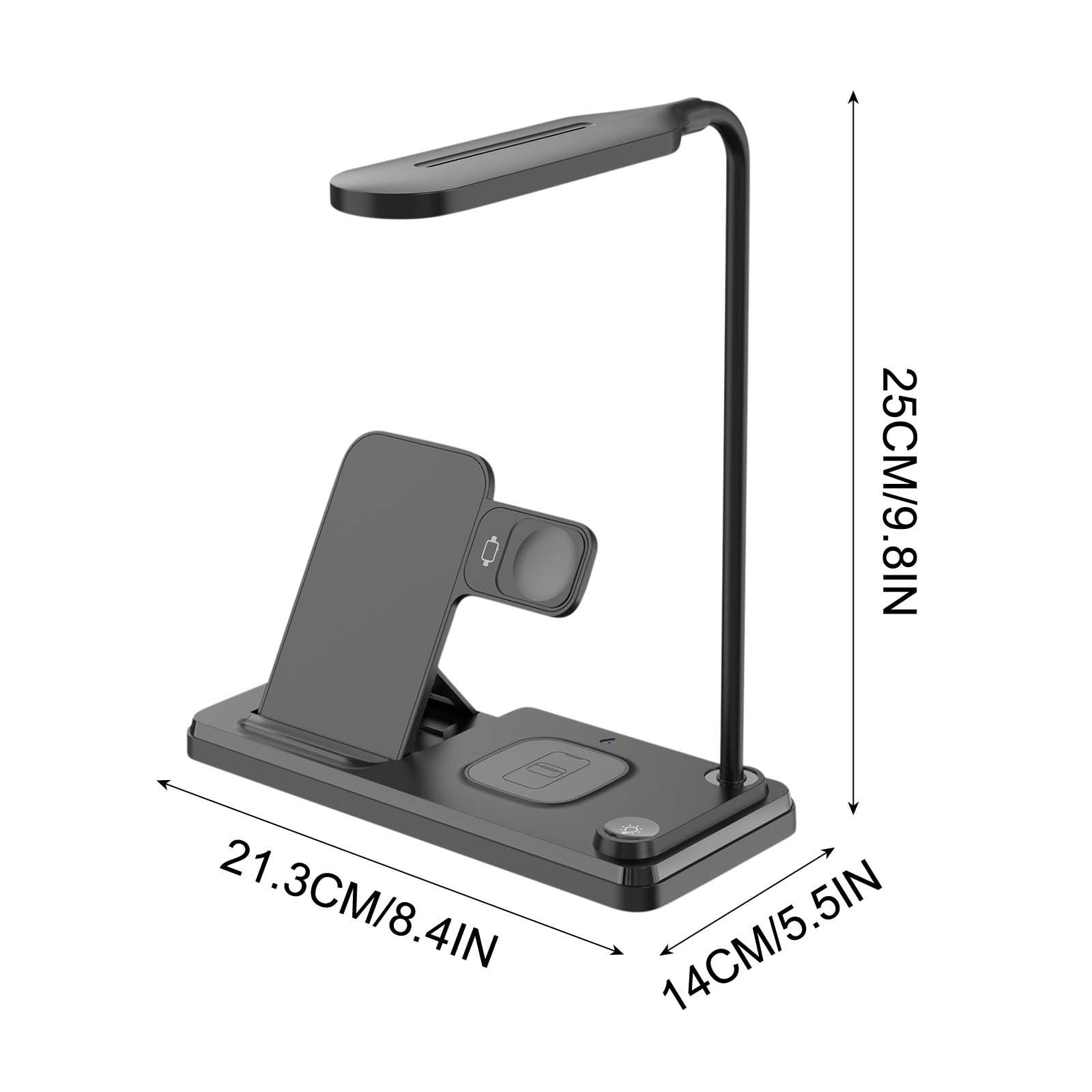 B 4 In 1 Multifunctional Wireless Charger Desk Lamp 15W Fast Charging Bedside Touch Light With Phone Holder for Home office Dorm 3 Lighting Modes