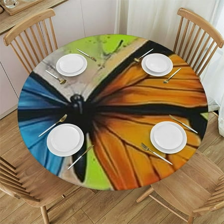 

Autua Butterflies Cityscape Airbrush Painting Round Tablecloth for Indoor and Outdoor Use - Stain-Resistant and Washable - Ideal for Home Kitchen Parties and Holiday Dinner with Elastic Edge 42 -46