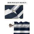thumbnail image 7 of Navy Blue Gray Stripe Kitchen Curtains 54 Inches length, Modern Farmhouse Horizontal Striped Window Treatment Curtain Drapes, Decorative Window Curtains for Bedroom Cafe, 52"x54", 2 Panels, 7 of 7