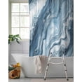 thumbnail image 2 of Split Shower Curtain for Transfer Bench, Blue Marble Fabric Shower Curtains for Bathroom, Abstract Ink Painting Art Modern Tub Sliding Transfer Bench Waterproof Bath Curtains 72"x78", 2 of 9