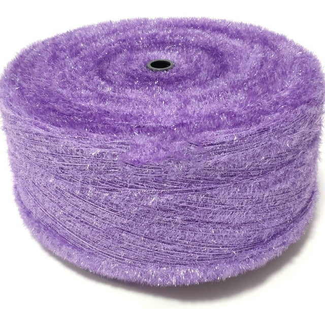 Xiao Hua Hilo de punto a ganchillo iridiscente de 200 g con lentejuelas de cristal, ideal para tejer a mano, ideal para bricolaje, morado.