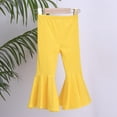 thumbnail image 2 of newwalpole Girl's Flare Leggings High Waist Bell Bottom Pants Dance Casual Pants Kids Print Stretch Hippie Pants Yellow for Size 5-6 Years, 2 of 8