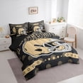 thumbnail image 3 of jejeloiu Football Sport Helmet 7-Piece Twin Bedding Sets,Gold Black Bedding Comforter Set For Rugby Gamer Reversible, 3 of 8