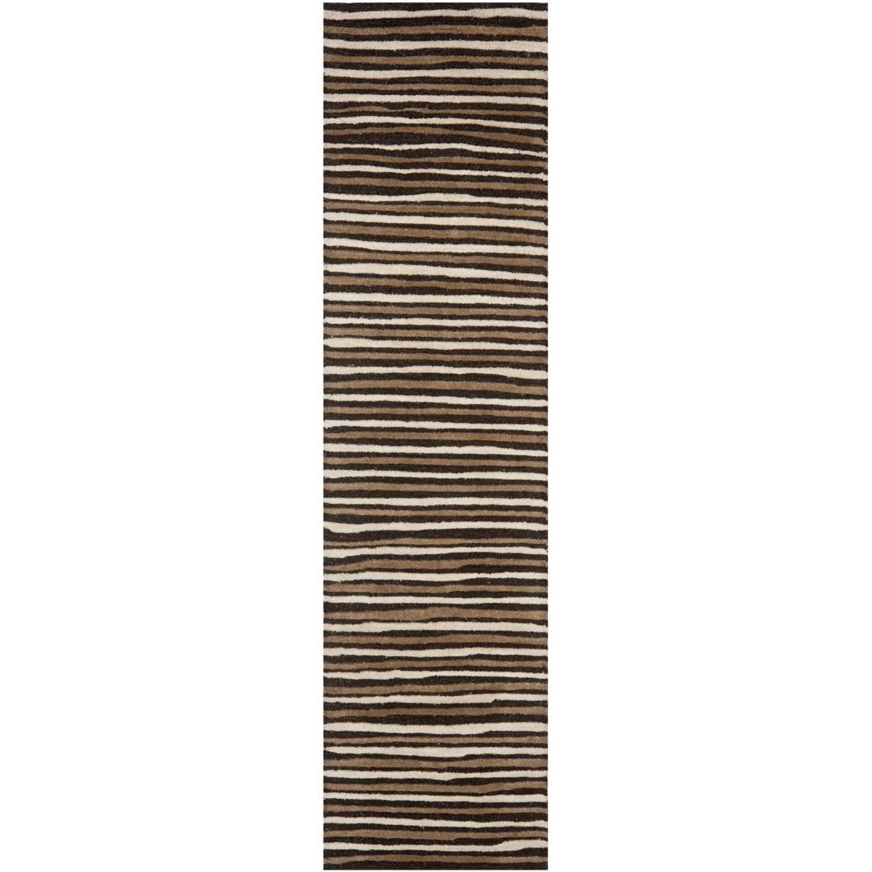 SAFAVIEH Martha Stewart Hand Drawn Stripe Area Rug, Tilled Soil Brown, 8' x 10'