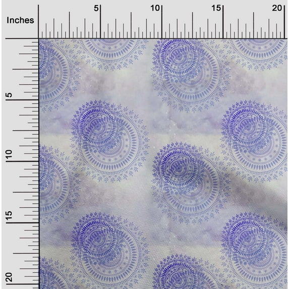 oneOone Cotton Poplin Medium Purple Fabric Mandala Watercolor Craft Projects Decor Fabric Printed By The Yard 56 Inch Wide