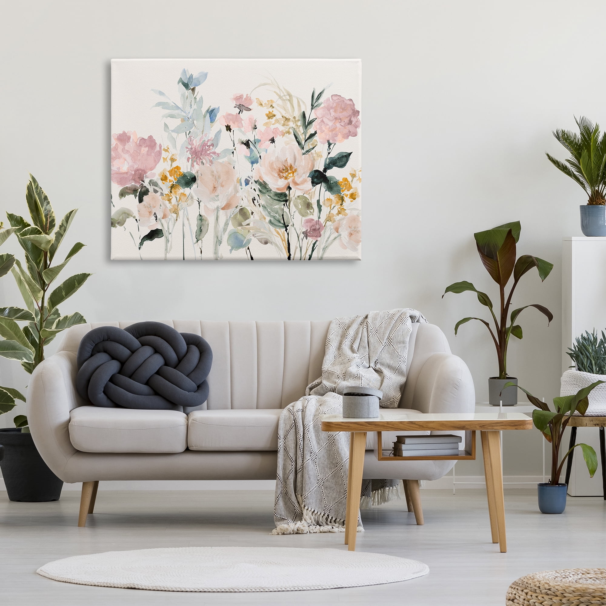 Stupell Industries Pastel Spring Flowers Botanical & Floral Painting Gallery Wrapped Canvas Art Print Wall Art, 48 x 36