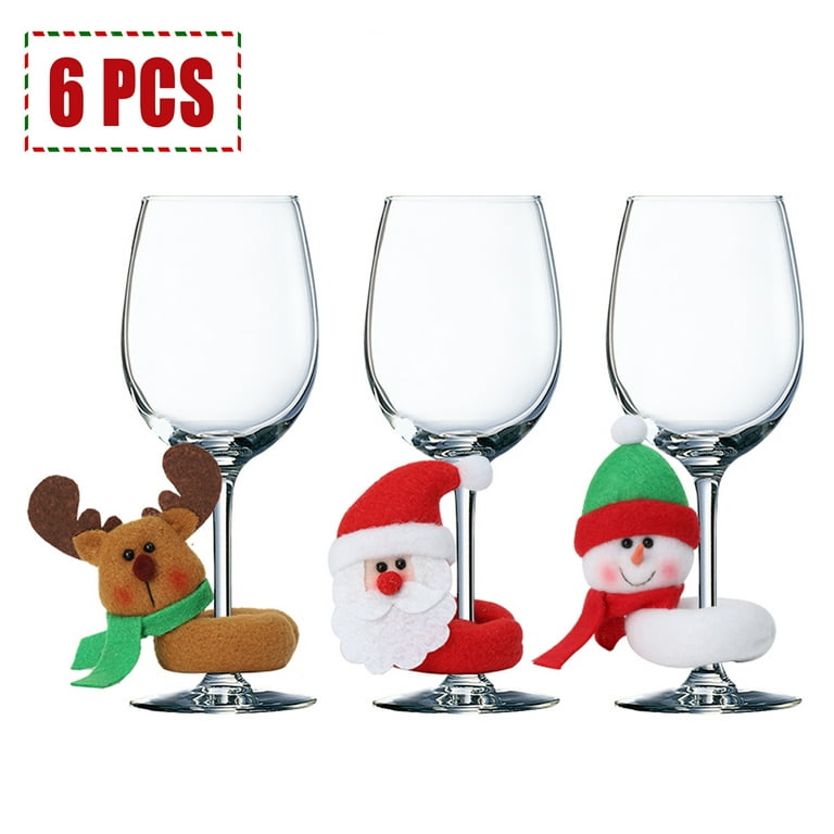 WeGuard 6pcs Christmas Wine Glass Charms Rings, Wine Glass Tags