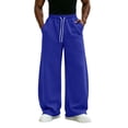thumbnail image 5 of Wide Leg Sweatpants for Men,Drawstring Elastic Waist Loose Fit Pants with Pockets for Daily Wear, 5 of 7