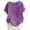 Purple, variant on Women's Fashion Summer Round Neck Leisure Short Sleeve Solid Buttons Tops