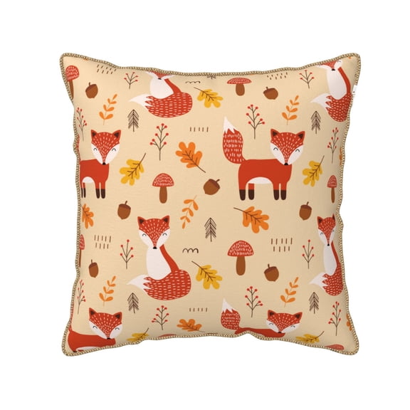 Xecao Cute Foxes Print Soft Velvet Decorative Throw Pillow Covers, Square Cushion Cases for Bed, Sofa, Living Room, Car, and Indoor Outdoor Use-16"x16"