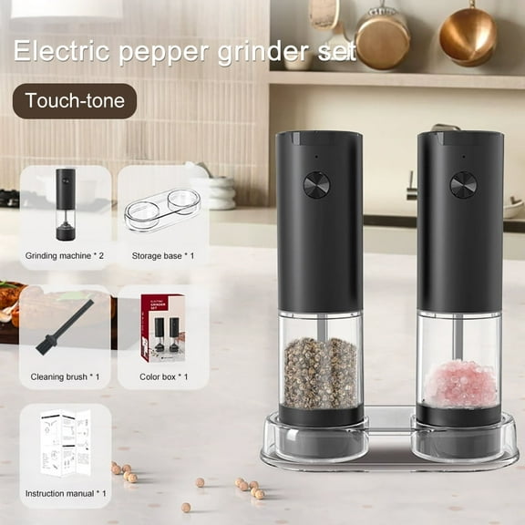 Electric Salt and Pepper Grinder Set Automatic Battery Pepper Mill Shakers Adjustable Coarseness Easy Filling Upgraded Larger Capacity with Led