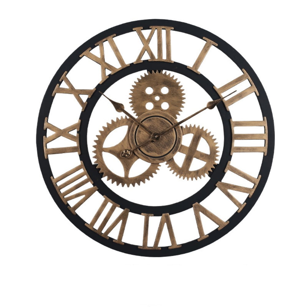 Large Gear Wall Clock Oversized 3D Roman Numeral Wall Clock 12