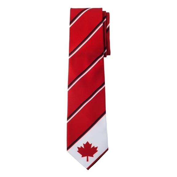 Jacob Alexander Canada Country Flag Colors Men's Necktie - Maple Leaf with Stripes Design