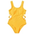 thumbnail image 5 of Grblisyd Girls Swimsuit Crew Neck Solid Color One Piece Swimwear Cut-Out Bathing Suit for Girls 10-12Y, 5 of 5