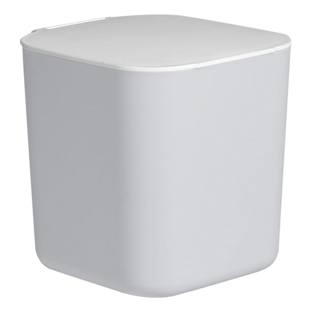 Ounissouiy Mini cubo de basura pequeño creativo, cubo de basura de escritorio, cesto de basura, de hogar, suministros de oficina de plástico, cubo de Almacenamiento y organización del hogar Gris