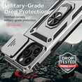 thumbnail image 5 of Nalacover Case for iPhone 11 Pro Max Heavy Duty Camera Lens Sliding Cover, Rugged PC + TPU Military Grade Shockproof Metal Magnetic Car Mount Cover with Ring Holder Bracket, Silver, 5 of 8