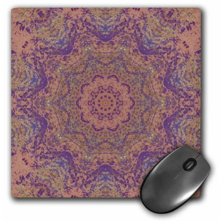 Mouse Pattern - 3dRose Purple Gold Splatters on Peach Kaleidoscope Pattern, Mouse Pad, 8 by 8 inches