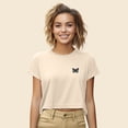 thumbnail image 4 of Dalix Butterfly Embroidered Cropped Flowy Soft Cotton Short Sleeve T Shirt Womens in Heather Dust M Medium, 4 of 5