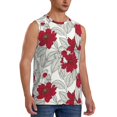 thumbnail image 2 of Pofeuu Leaves And Anemone Flowers In Red Grey Print Men's Muscle T-Shirt, Sleeveless, Muscle Tank, Classic Muscle Tee Top For Men Casual Sleeveless Muscle T-Shirt Trendy Clothes-Large, 2 of 7