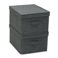 thumbnail image 5 of Household Essentials Large Fabric Storage Bins 2 Pack, Soft Poly Linen with Sturdy Sides, Attached Handle and Fully Removable Lid, Gray, 5 of 8