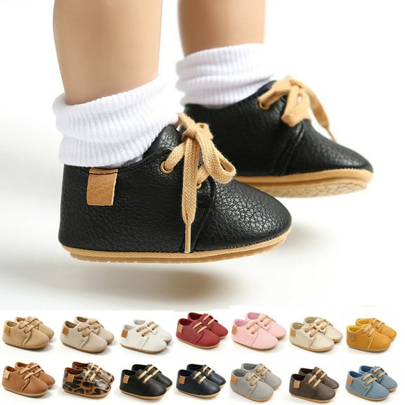 0-18M Baby Boy Girl Sneakers Leather Soft Crib Anti-slip First Walkers Shoes