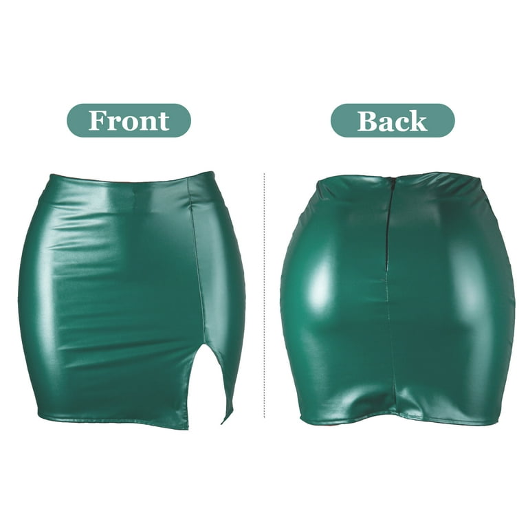 Green leather skirt with zipper 2025