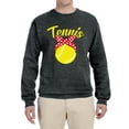 thumbnail image 2 of Wild Bobby, Tennis Mom Cute Bow Ribbon Tennis Ball, Mother's Day, Unisex Crewneck Graphic Sweatshirt, Heather Black, 3XL, 2 of 3