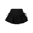 thumbnail image 5 of Blotona Womens Ruffle Mini Skirt Sexy High Waist Solid Color Criss Cross Tie Up A-Line 90s E-Girl Goth Summer Black Short Dress, 5 of 9