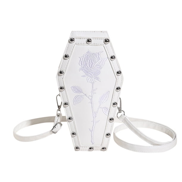 Bolso cruzado para mujer con forma de ataúd bolso de hombro de PU bolso gótico bolso de compras rosa