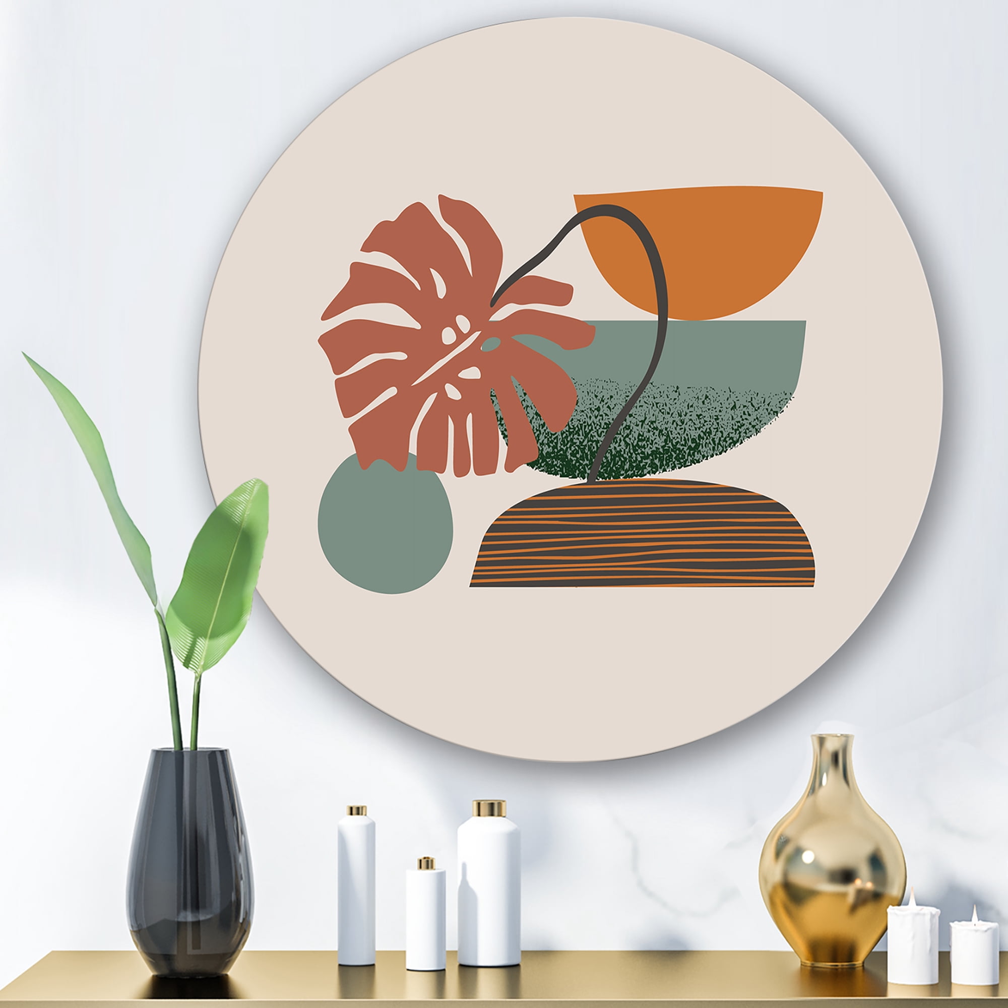 Designart 'Abstract Colorful Geometric Art Collage III' Modern Circle Metal Wall Art 11x11 - Disc of 11