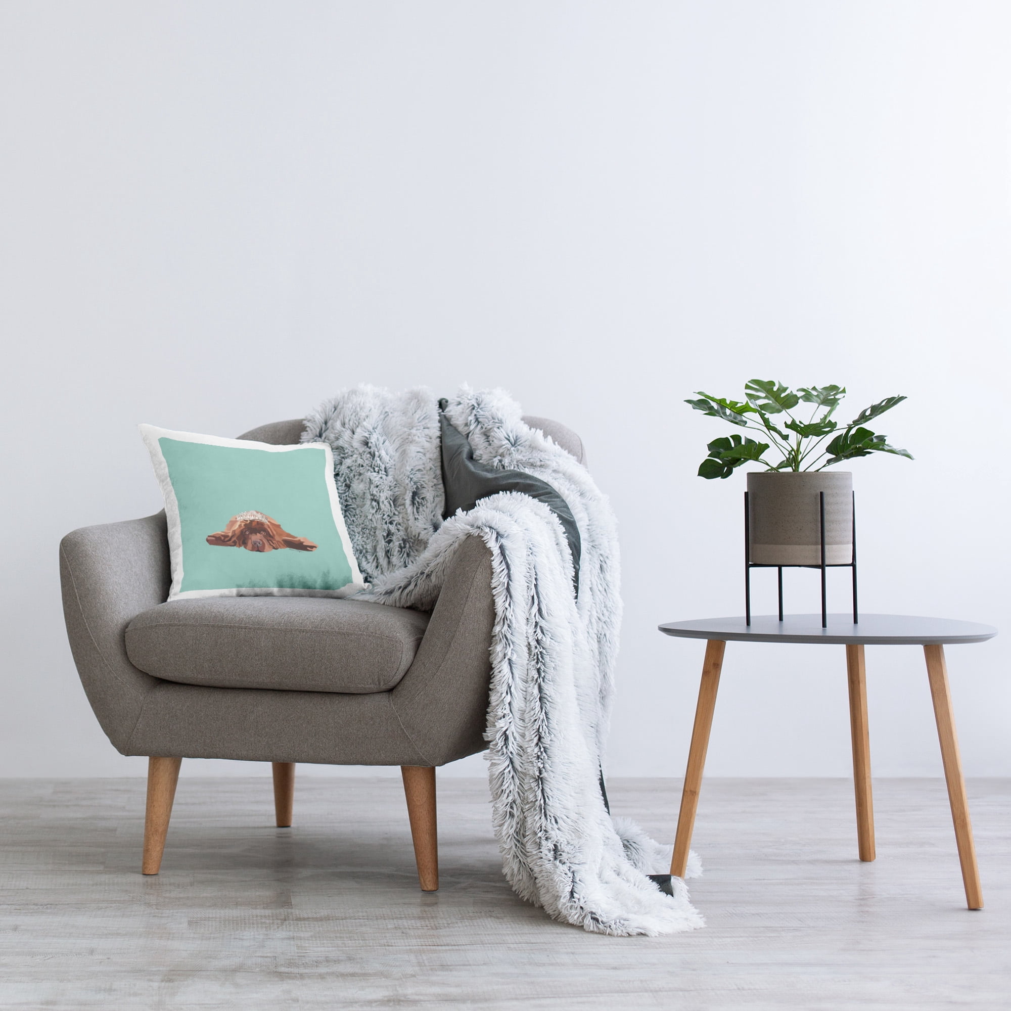 Stupell Industries Elegant Dog on Turquoise Decorative Printed Throw Pillow Design by Amelia Noyes