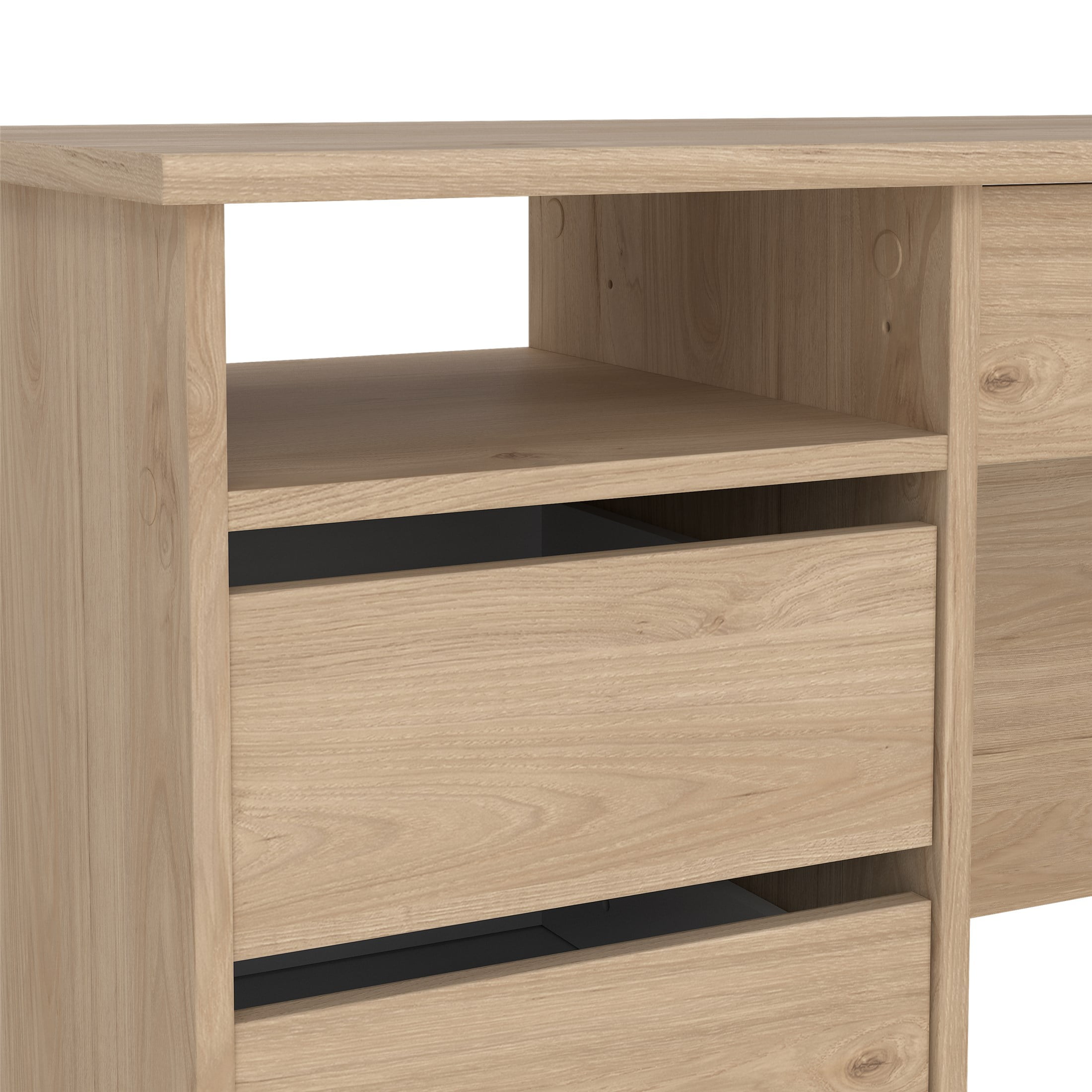 Tvilum Wescot Home Office Writing Desk with 4 Drawers and Open Shelf for Adults, Jackson Hickory