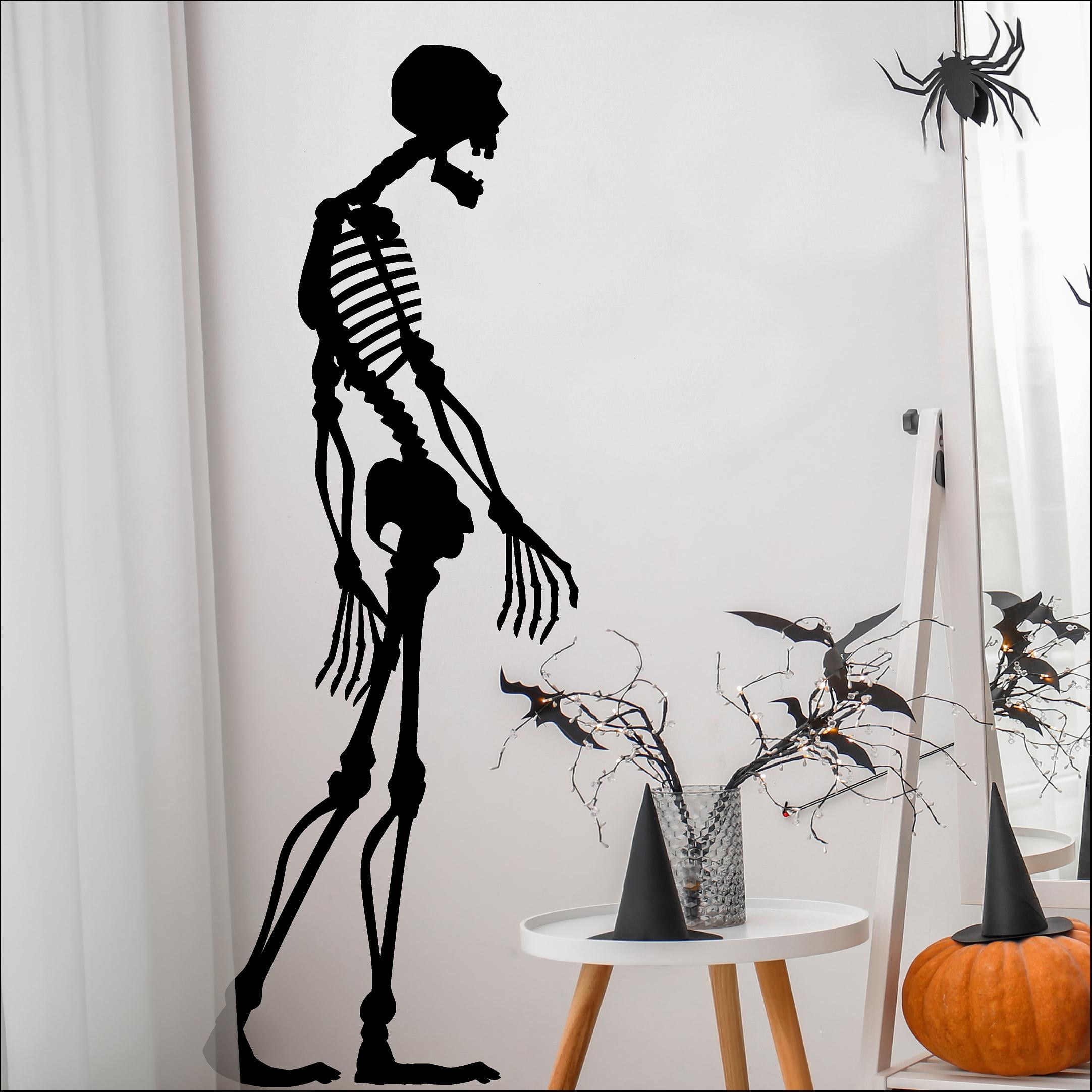 6ft tall Skeleton Halloween Decals Vinyl Lettering Wall Decal Size: 72 ...
