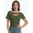 thumbnail image 6 of Womens Summer Short Sleeve T Shirts Slim Fit One Piece Cutout Scoop Neck Going Out Date Night Tops, 6 of 6
