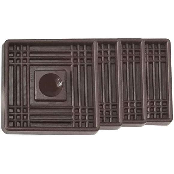 2X2 Square Rubber Furniture Caster Cups, Caster Cups with Anti-Sliding Floor Grip 4 PCS, Ideal Furniture Coasters, Floor Protectors Brown, Non Skid Furniture Pads, Rubber Furniture Cups Brown 2 Inc