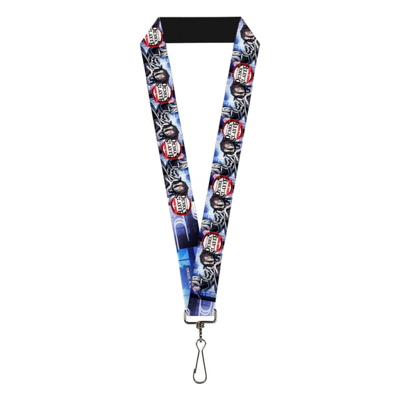 Demon Slayer Lanyard, Demon Slayer Obanai Iguro Pose and Title Logo, Elastic